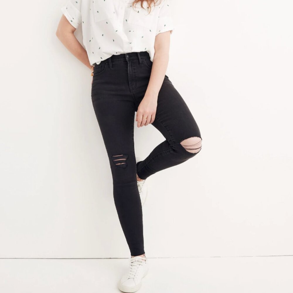 Madewell Mid-Rise Skinny Jeans- Black 27 TALL